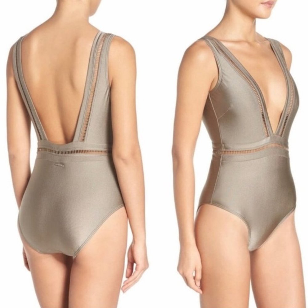 Ted Baker Khaki Green Pointelle Swimsuit Size 6